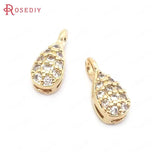 10PCS 4.5x10MM Champagne Brass Zircon Charms Pendants