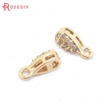 10PCS 4.5x10MM Champagne Brass Zircon Charms Pendants