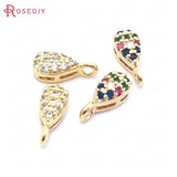 10PCS 4.5x10MM Champagne Brass Zircon Charms Pendants