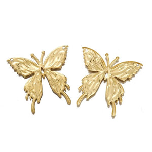 10Pcs Raw Brass Moth Butterfly Charms for Jewelry Making Animal Pendants
