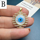 Evil Eye Pendants Metal Sea Shell Zircon Charms for Jewelry Making