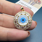 Evil Eye Pendants Metal Sea Shell Zircon Charms for Jewelry Making