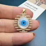 Evil Eye Pendants Metal Sea Shell Zircon Charms for Jewelry Making