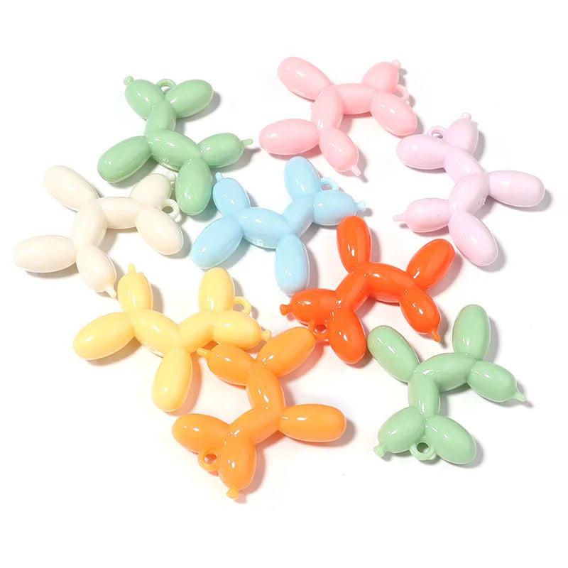 5Pcs/Lot Fluffy Balloon Dog Charms Pendant For DIY Jewelry Making