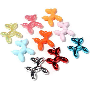5Pcs/Lot Fluffy Balloon Dog Charms Pendant For DIY Jewelry Making