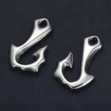 2 Stainless Steel Hook Pendant 6mm Hole DIY Jewelry Making Viking Charm