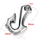 2 Stainless Steel Hook Pendant 6mm Hole DIY Jewelry Making Viking Charm