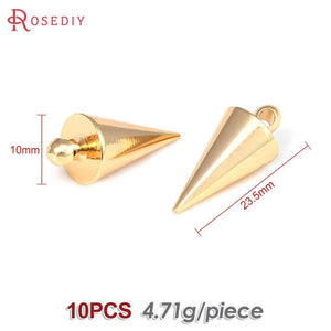 18K Brass Cone Shape Charms Pendants - Jewelry Making Supplies