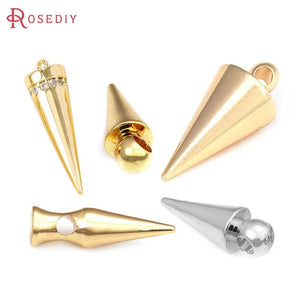 18K Brass Cone Shape Charms Pendants - Jewelry Making Supplies