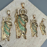 Religious St Jude Thaddeus Pray Pendant Metal Zircon Large Charm