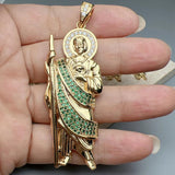 Religious St Jude Thaddeus Pray Pendant Metal Zircon Large Charm