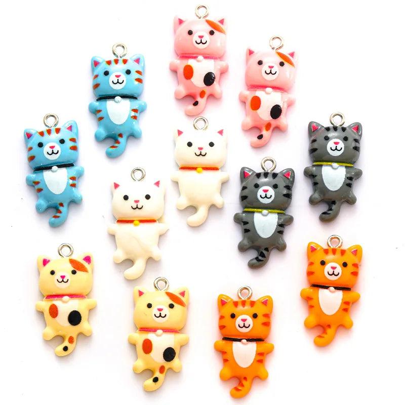 20pcs Resin Cat Pendants Jewelry Making Necklace Earring Bracelet Pendant