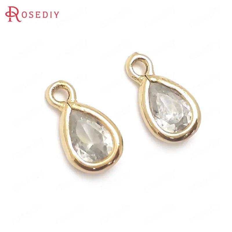 10PCS 9x5MM High Champagne Zircon Drop Shape Charms Pendants