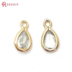 10PCS 9x5MM High Champagne Zircon Drop Shape Charms Pendants
