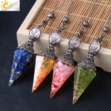 7 Chakra Crystal Pendulum Divination Natural Chip Beads Resin Pendant