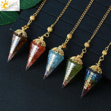 7 Chakra Crystal Pendulum Divination Natural Chip Beads Resin Pendant