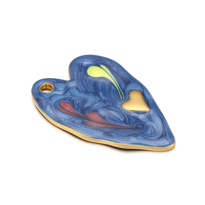 5pcs Heart Enamel Charms Pendants Stainless Steel