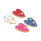 5pcs Heart Enamel Charms Pendants Stainless Steel