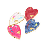5pcs Heart Enamel Charms Pendants Stainless Steel