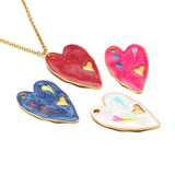 5pcs Heart Enamel Charms Pendants Stainless Steel