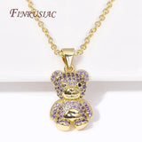 Bear Charms Necklace 18K Plated Thin Chain for Women