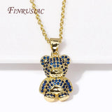 Bear Charms Necklace 18K Plated Thin Chain for Women