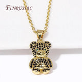 Bear Charms Necklace 18K Plated Thin Chain for Women
