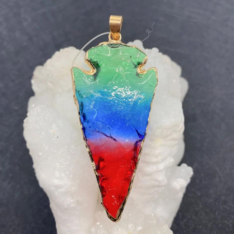 Stone Pendants Crystal Reiki Triangle Arrow Charms for DIY Necklace