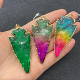 Stone Pendants Crystal Reiki Triangle Arrow Charms for DIY Necklace