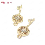6PCS Champagne Brass Zircon Key Charms Pendants DIY Jewelry Making