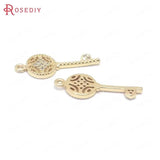 6PCS Champagne Brass Zircon Key Charms Pendants DIY Jewelry Making