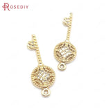 6PCS Champagne Brass Zircon Key Charms Pendants DIY Jewelry Making