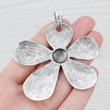 3 Tibetan Silver Large Flower Charms Pendants For Necklace Making 68x60mm