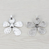 3 Tibetan Silver Large Flower Charms Pendants For Necklace Making 68x60mm