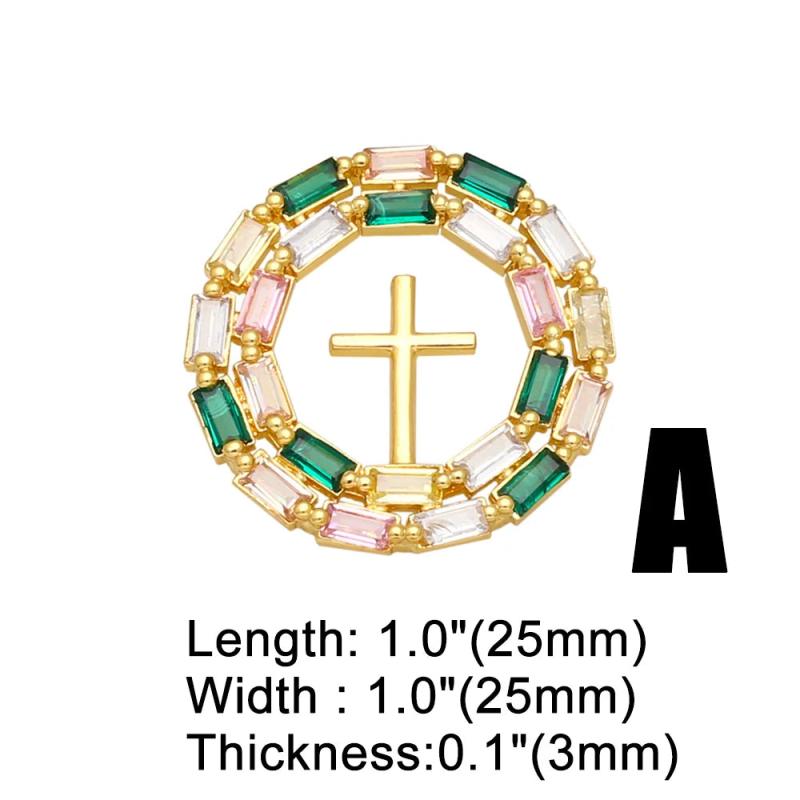 Copper CZ Virgin Mary Pendant Green Cross Jewelry