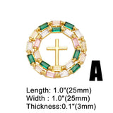 Copper CZ Virgin Mary Pendant Green Cross Jewelry