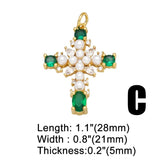 Copper CZ Virgin Mary Pendant Green Cross Jewelry