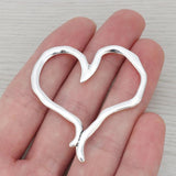 10 Large Hollow Heart Charms for Necklace Making 50x47mm
