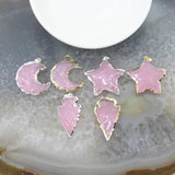 Pink Opalite Pendants Crystal Quartz Arrow Charms DIY Necklace