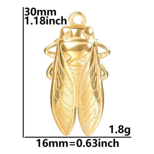 10pcs Stainless Steel Cicada Pendant Insect Charm DIY Earrings