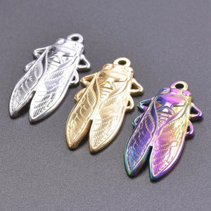 10pcs Stainless Steel Cicada Pendant Insect Charm DIY Earrings