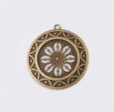 2PCS Antique Patina Charm Flower Pendant for Necklace 54x50mm