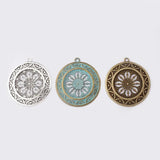 2PCS Antique Patina Charm Flower Pendant for Necklace 54x50mm