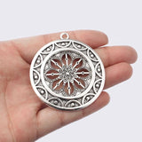 2PCS Antique Patina Charm Flower Pendant for Necklace 54x50mm
