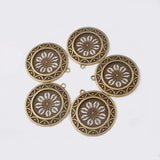 2PCS Antique Patina Charm Flower Pendant for Necklace 54x50mm