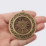 2PCS Antique Patina Charm Flower Pendant for Necklace 54x50mm