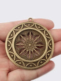 2PCS Antique Patina Charm Flower Pendant for Necklace 54x50mm