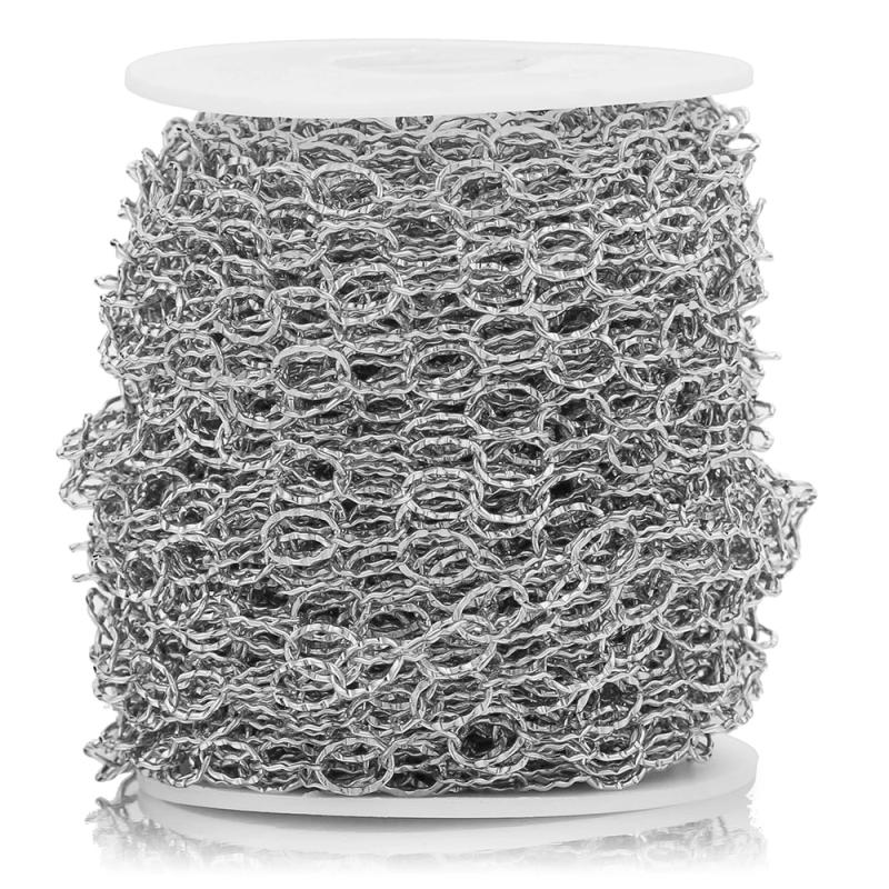 Stainless Steel Oval Link Texture Chains for Jewelry Making