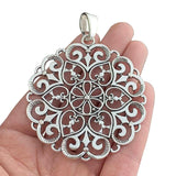 Tibetan Silver Swirls Lace Hearts Flower Charms Pendants Hollow Open 68x62mm