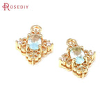 6PCS 18K Brass Zircon Rhombus Charms Pendants DIY Jewelry Making Supplies